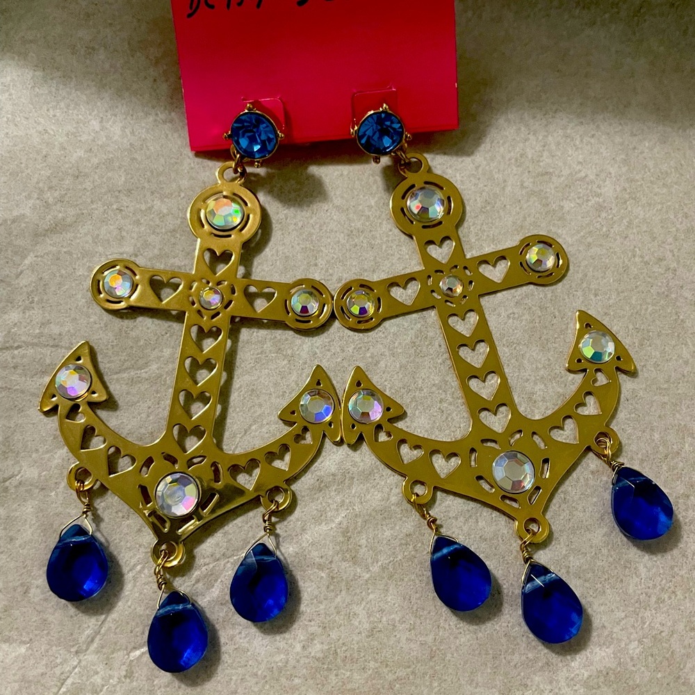 Betsey Johnson anchor earrings! Vintage!